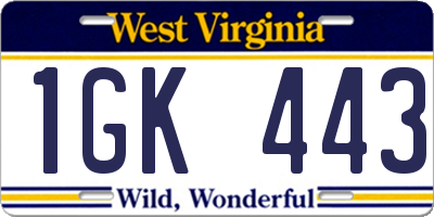 WV license plate 1GK443