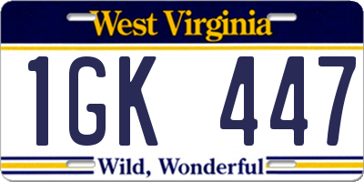 WV license plate 1GK447