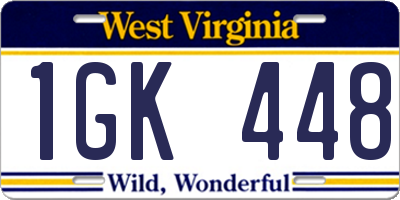 WV license plate 1GK448