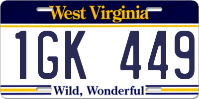 WV license plate 1GK449
