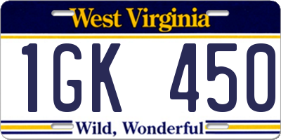 WV license plate 1GK450