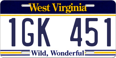 WV license plate 1GK451