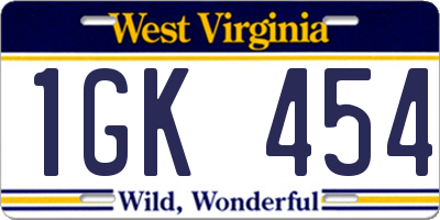 WV license plate 1GK454