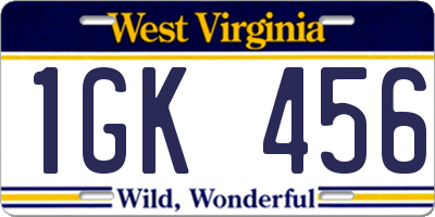 WV license plate 1GK456