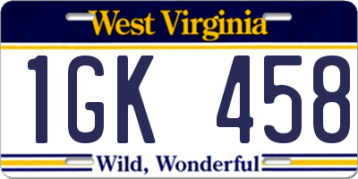 WV license plate 1GK458