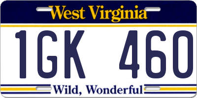 WV license plate 1GK460