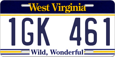 WV license plate 1GK461