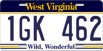 WV license plate 1GK462