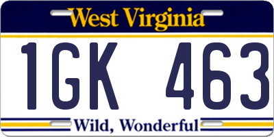 WV license plate 1GK463