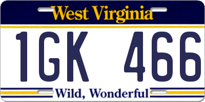 WV license plate 1GK466