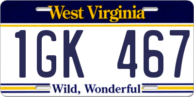 WV license plate 1GK467