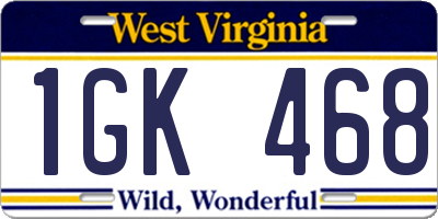 WV license plate 1GK468