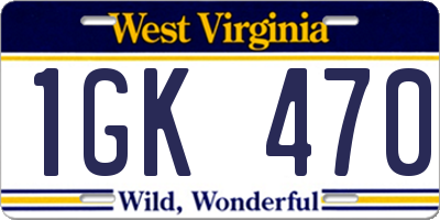 WV license plate 1GK470