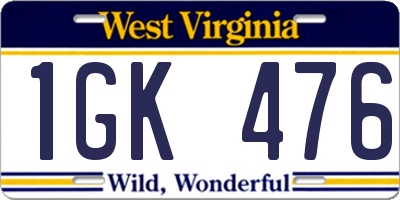 WV license plate 1GK476