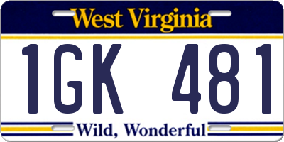 WV license plate 1GK481