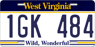 WV license plate 1GK484