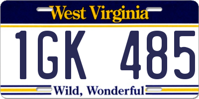 WV license plate 1GK485