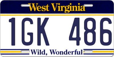 WV license plate 1GK486