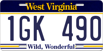 WV license plate 1GK490