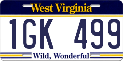 WV license plate 1GK499