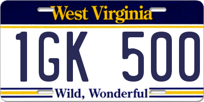 WV license plate 1GK500