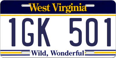 WV license plate 1GK501