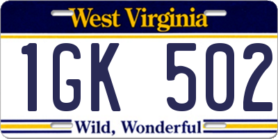 WV license plate 1GK502