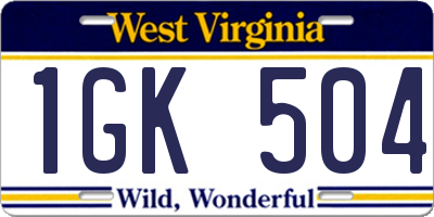 WV license plate 1GK504