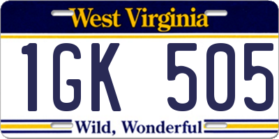 WV license plate 1GK505