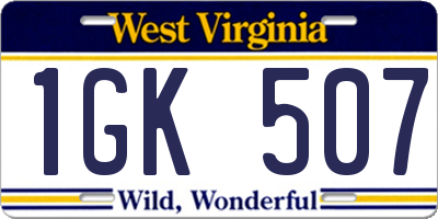 WV license plate 1GK507