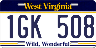 WV license plate 1GK508