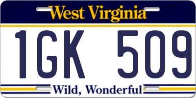 WV license plate 1GK509