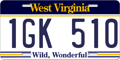 WV license plate 1GK510