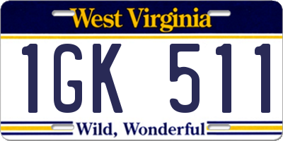 WV license plate 1GK511