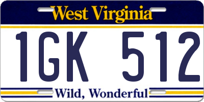 WV license plate 1GK512