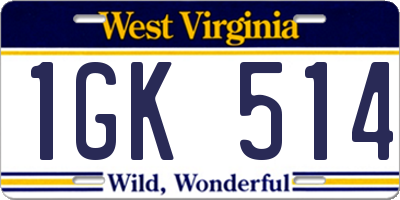 WV license plate 1GK514