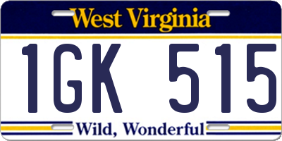 WV license plate 1GK515