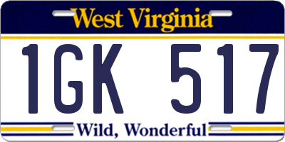 WV license plate 1GK517