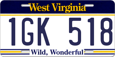 WV license plate 1GK518