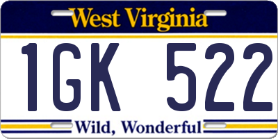 WV license plate 1GK522
