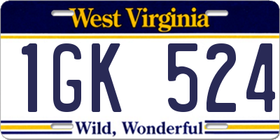 WV license plate 1GK524
