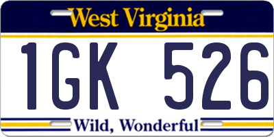 WV license plate 1GK526