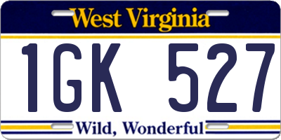WV license plate 1GK527