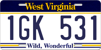 WV license plate 1GK531