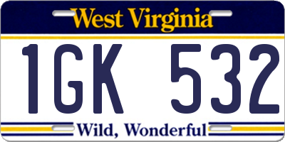 WV license plate 1GK532