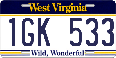 WV license plate 1GK533