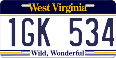 WV license plate 1GK534