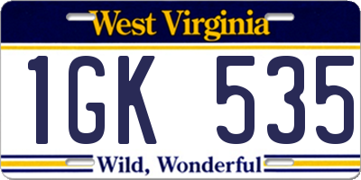 WV license plate 1GK535