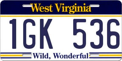 WV license plate 1GK536