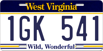 WV license plate 1GK541
